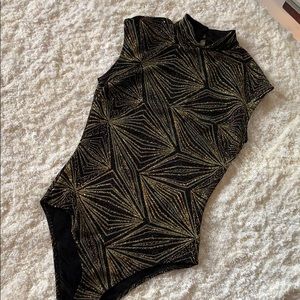 Gold Glitter Black Bodysuit